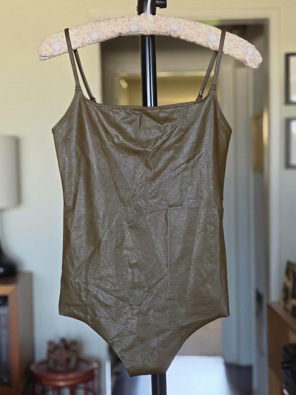 Commando Cadet Brown Faux Leather Cami Bodysuit Size S NWOT